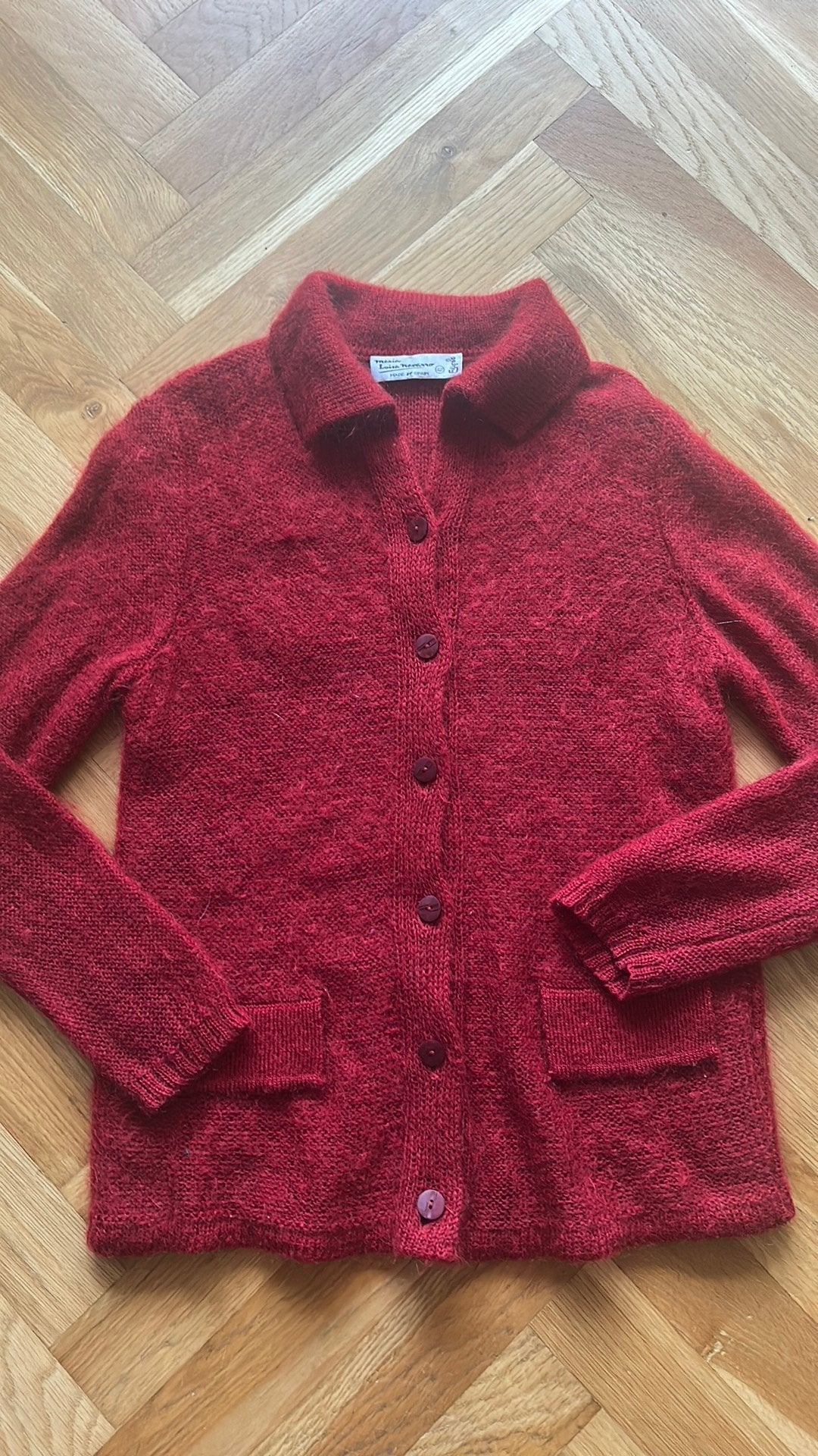 Maria Luisa Navarro mohair/wol/acryl vest rood 42, Ophalen of Verzenden, Zo goed als nieuw, Maat 42/44 (L), Rood