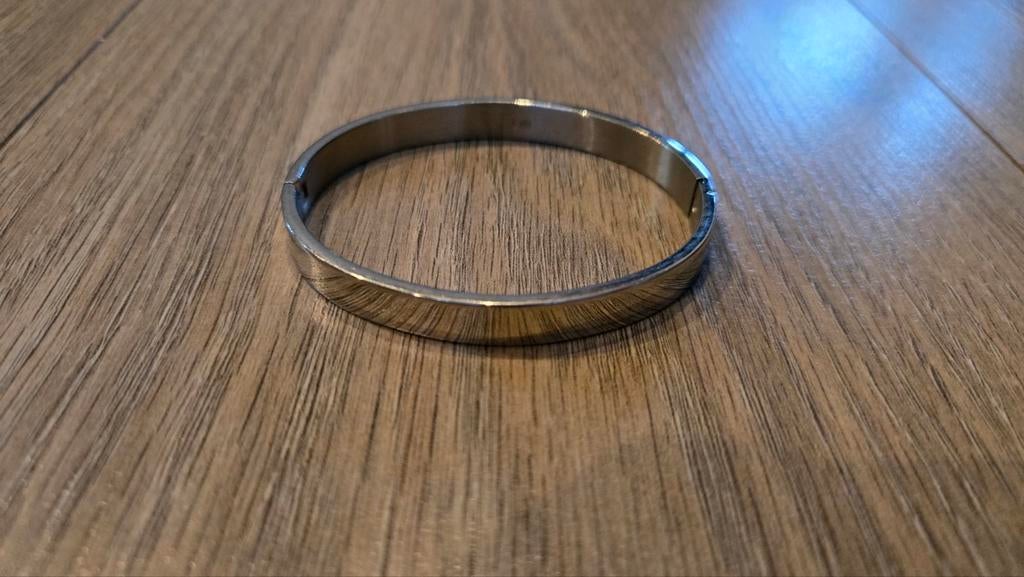 Kalli zilverkleurige slavenarmband nikkelvrij edelstaal, Verzenden, Nieuw, Zilver, Staal
