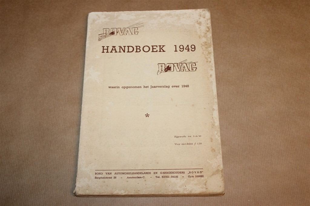 BOVAG Handboek 1949 — Autohandel en Garagebedrijf, Boeken, Ophalen of Verzenden, Gelezen, Overige merken