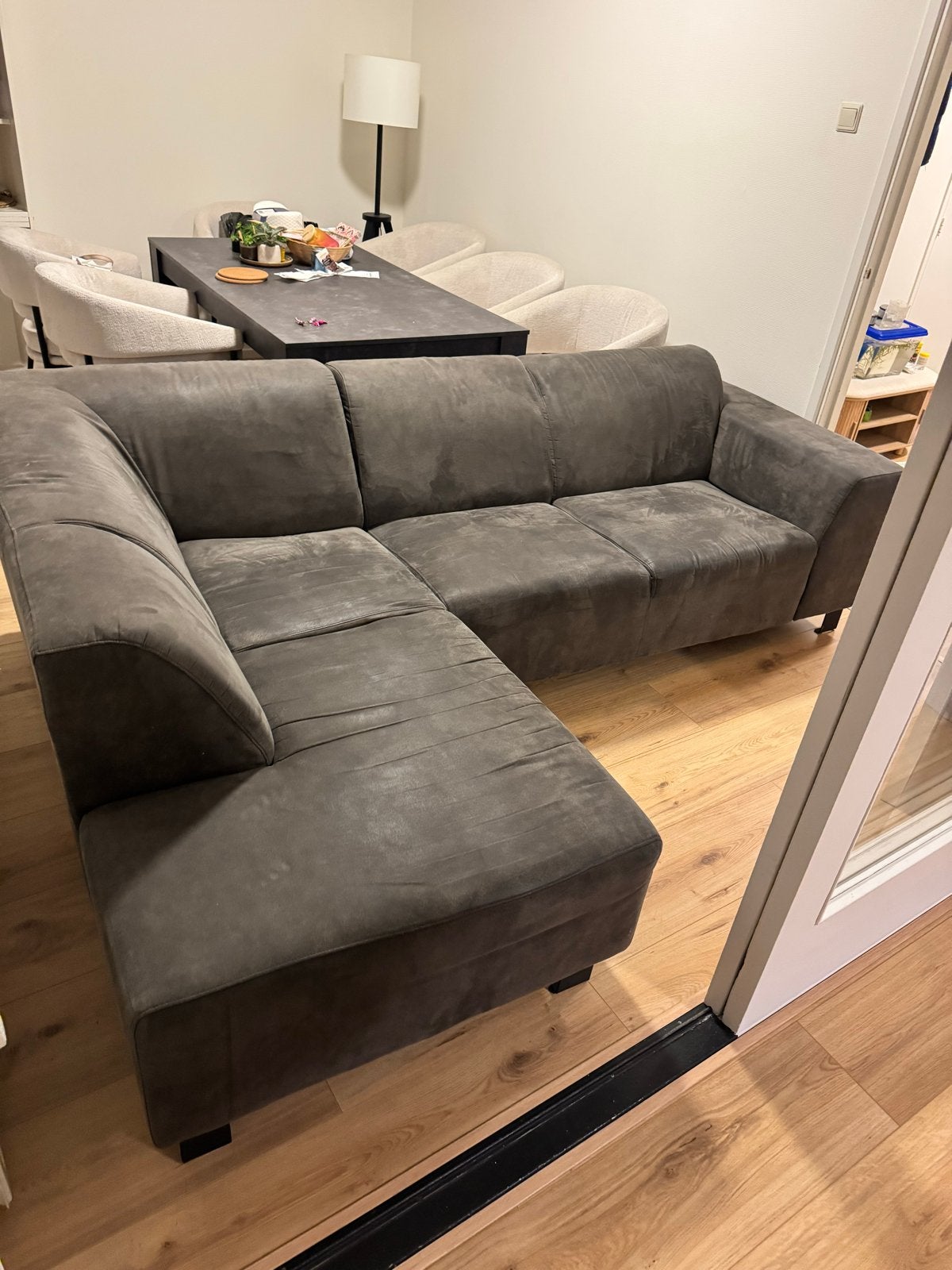 GRATIS Grote hoekbank, 250x180 cm, met kattenbeschadiging, Ophalen, 250 tot 300 cm, Gebruikt, Hoekbank