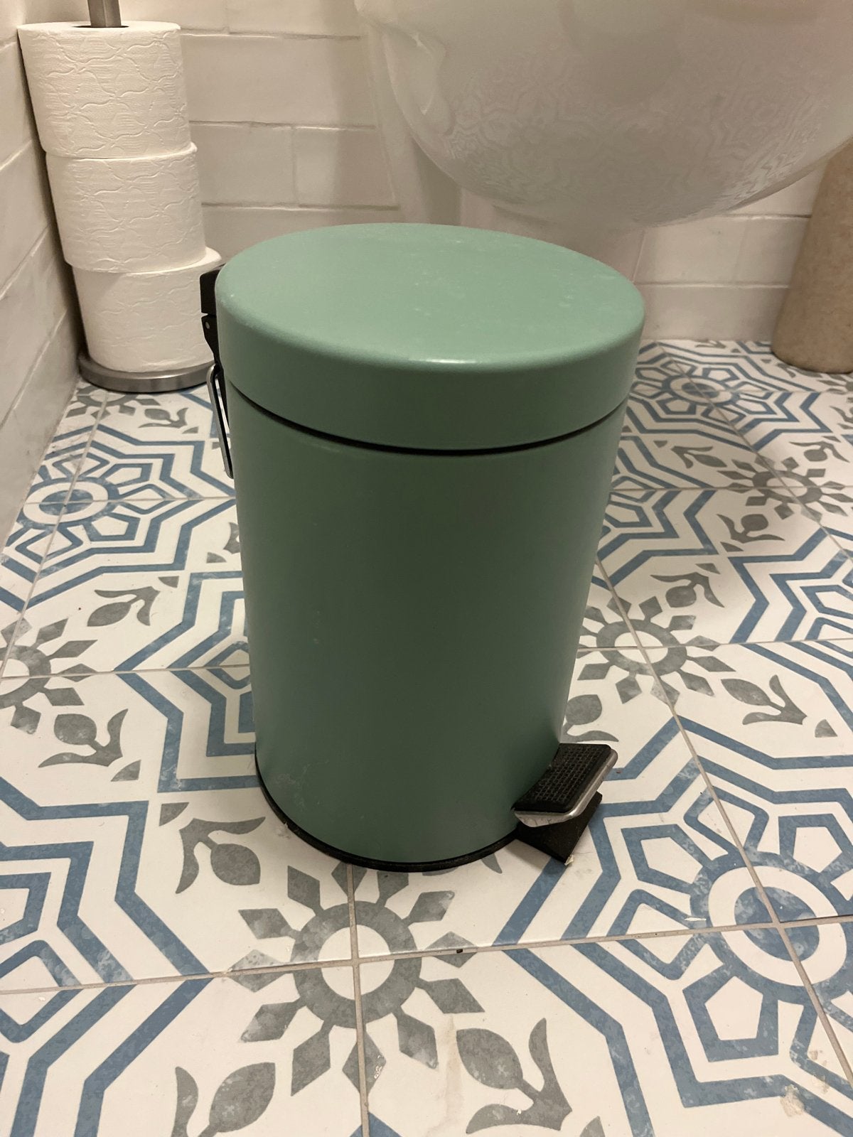 Groene pedaalemmer - wc of badkamer prullenbakje, Ophalen, Met pedaal, Zo goed als nieuw, Minder dan 10 liter