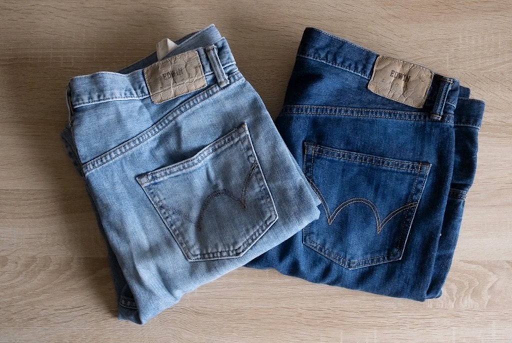 Twee Edwin slim tapered jeans als nieuw 33-32, Ophalen, Blauw, Zo goed als nieuw, Edwin