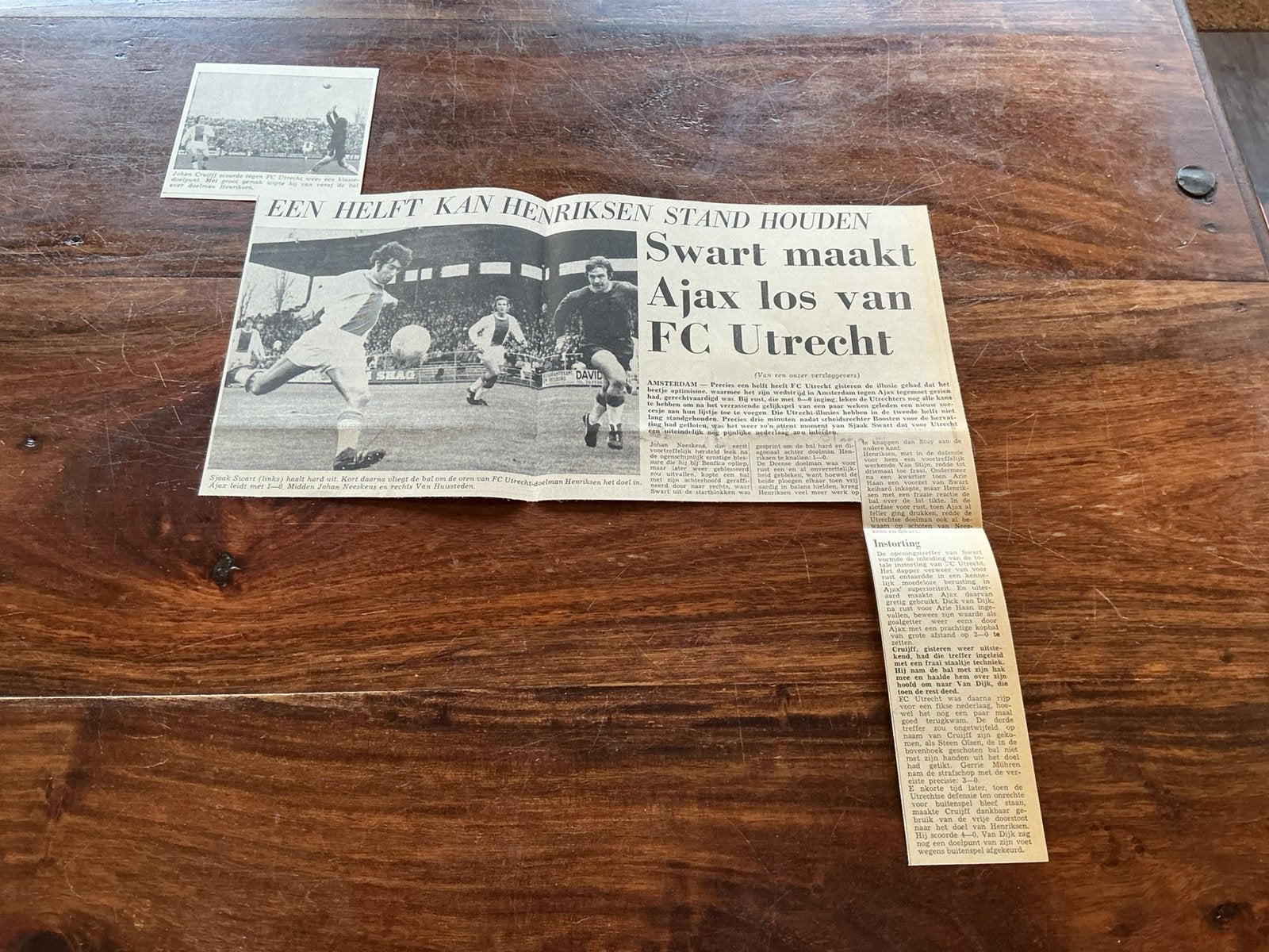 Voetbal krantenartikel Ajax FC lUtrecht april 1972 Cruijff, Ophalen of Verzenden, Knipsel(s)