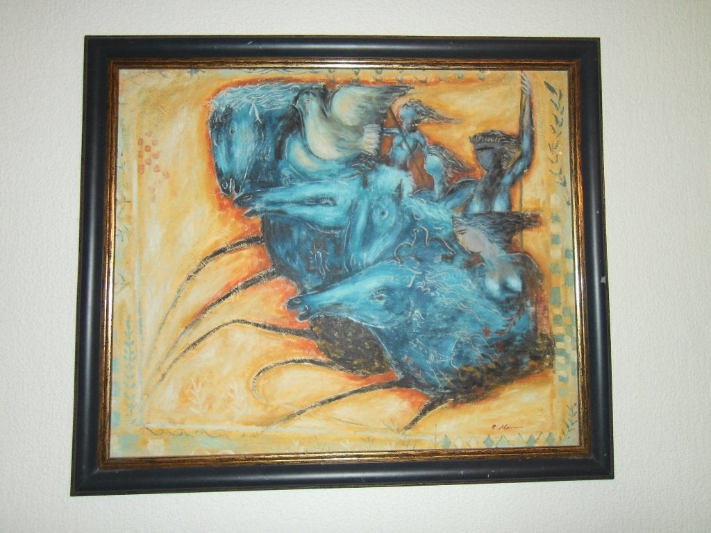 Schilderij Amazones, 50 – 75, Gebruikt, Ophalen of Verzenden, Schilderij