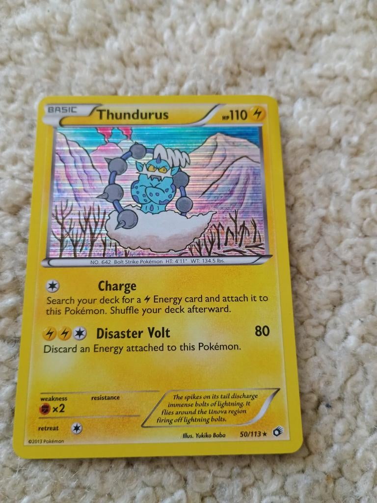 Thundurus holo rare 50/113, Ophalen of Verzenden, Zo goed als nieuw, Losse kaart, Foil