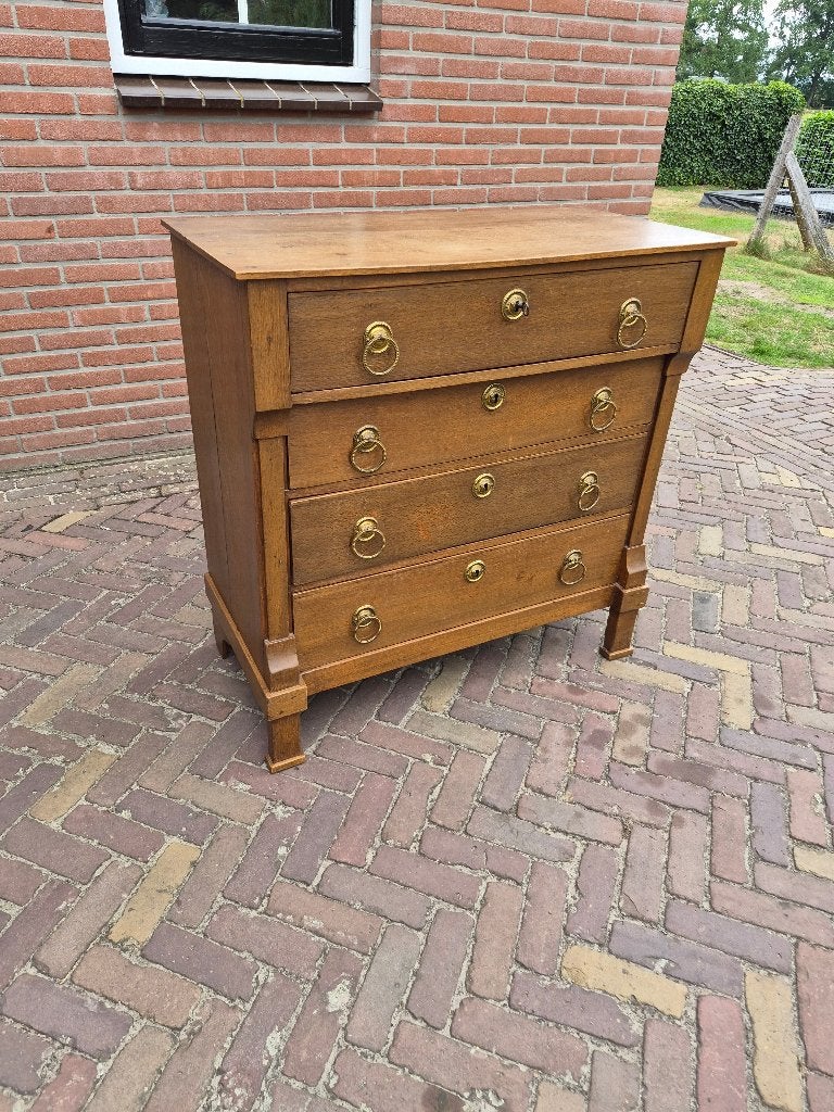 Prachtige Eiken Vier Laden Commode, Antiek en Kunst, Ophalen