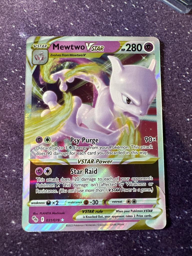 Mewtwo VSTAR 031/078 Pokémon kaart, Ophalen of Verzenden, Zo goed als nieuw, Losse kaart, Foil