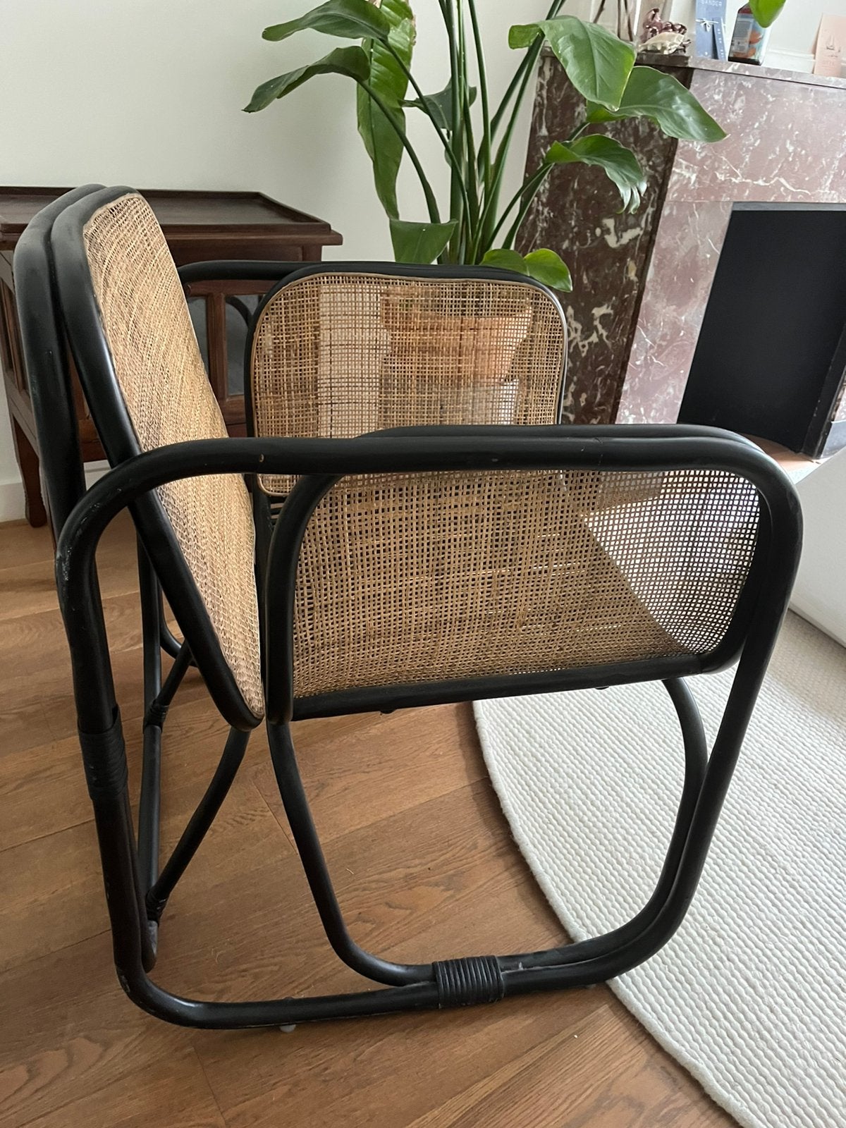 Rotan loungestoel webbing, Ophalen, Zo goed als nieuw, Bruin, Eén