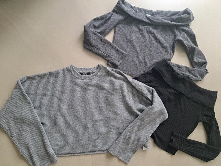 3 truitjes van Bershka, Zwart, Zo goed als nieuw, Maat 36 (S), Bershka