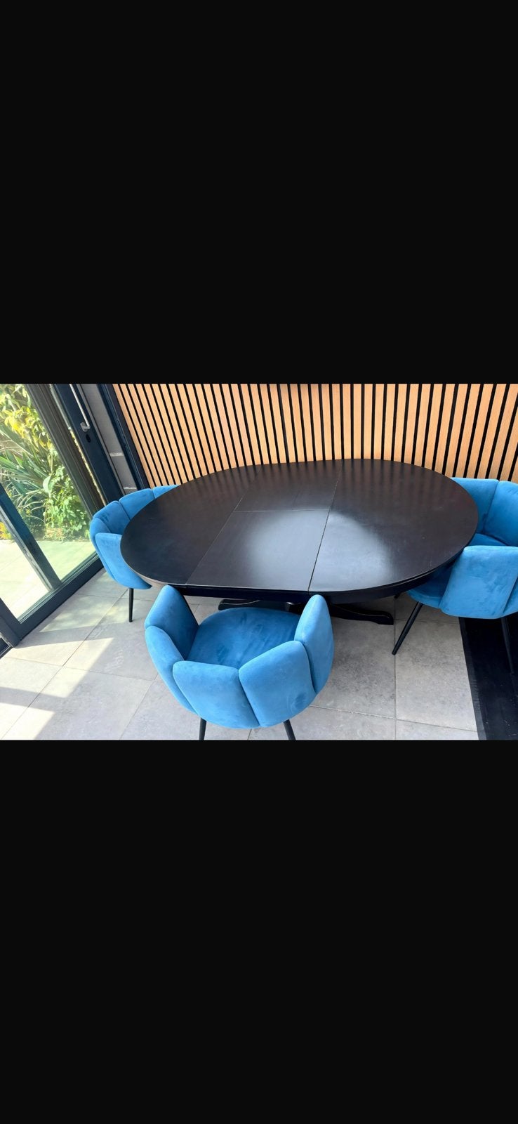 Eettafel met 4 stoelen, Ophalen, 50 tot 100 cm, Zo goed als nieuw, 150 tot 200 cm