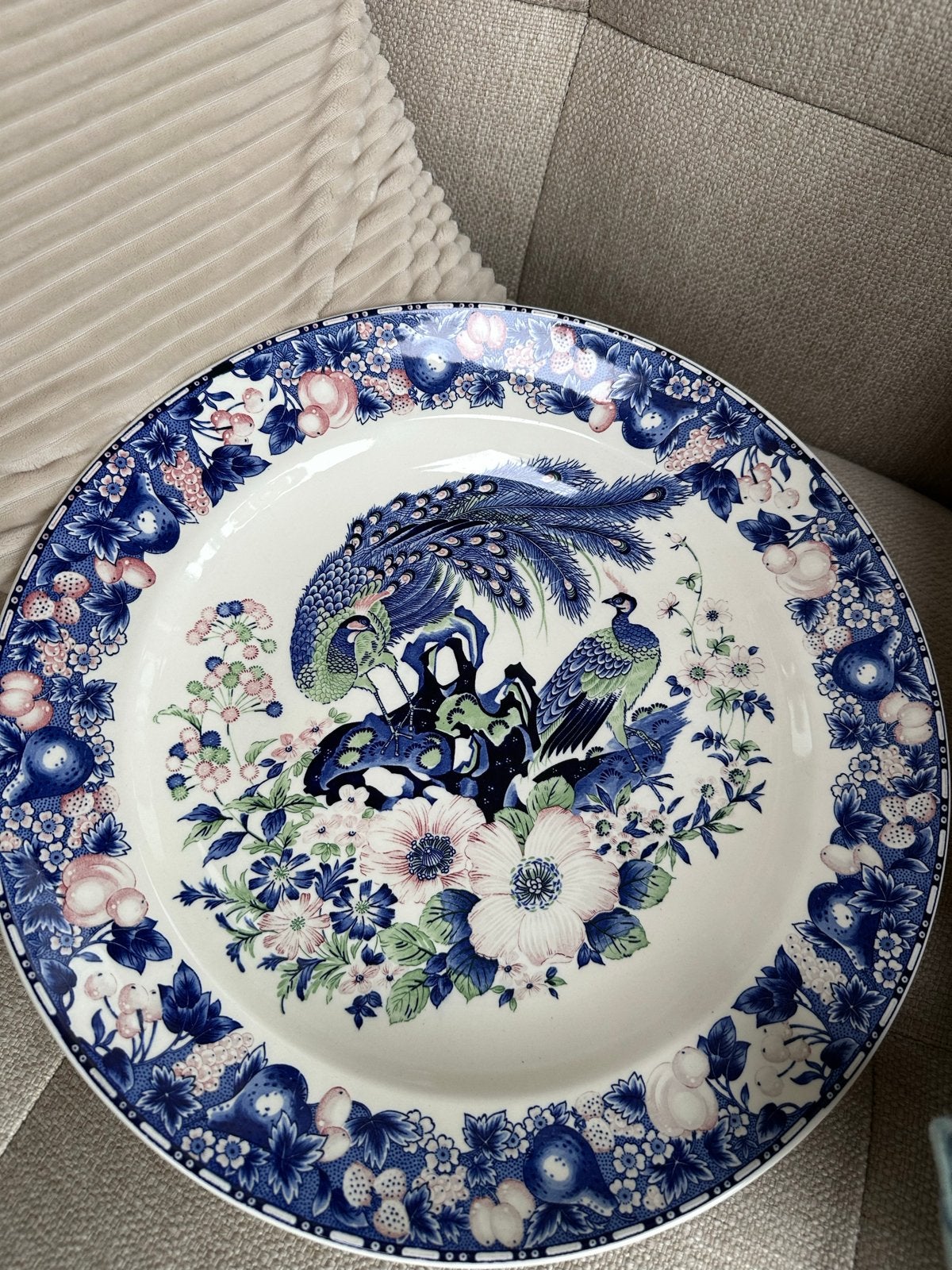 Grote Japanse fruitschaal met pauwen en bloemen, Antiek en Kunst, Ophalen