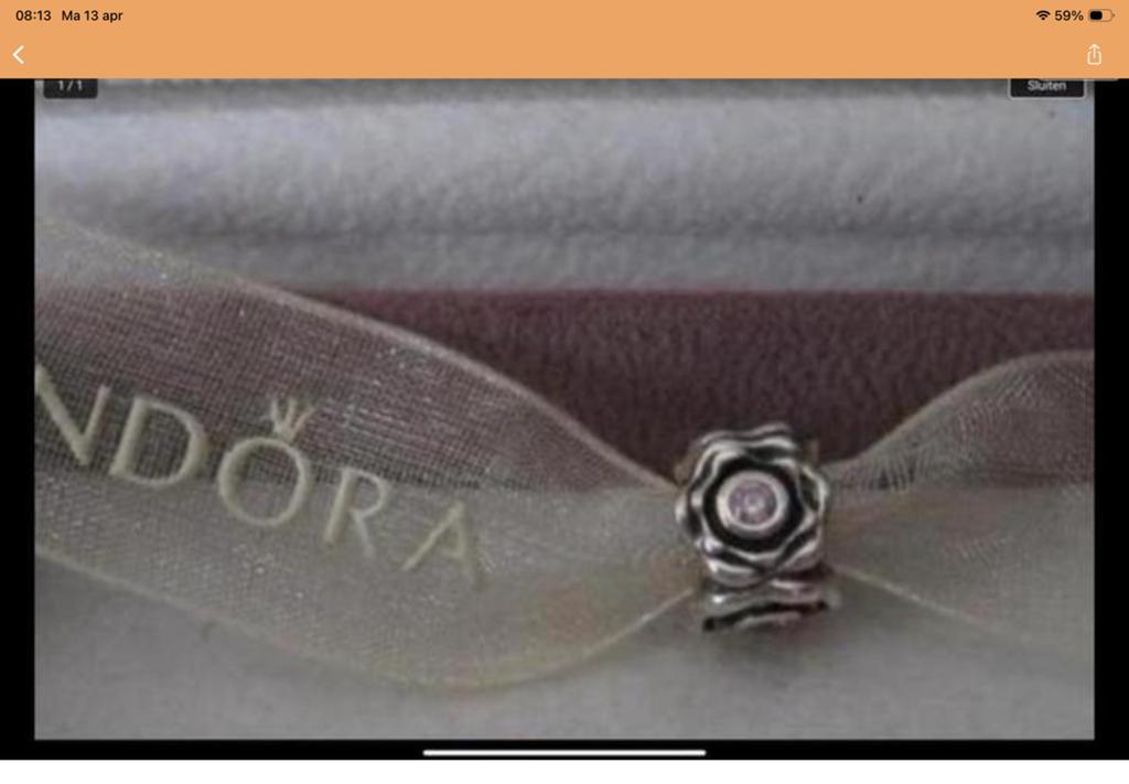 Pandora Bedel me rose steen, Verzenden, Zo goed als nieuw, Zilver, Pandora