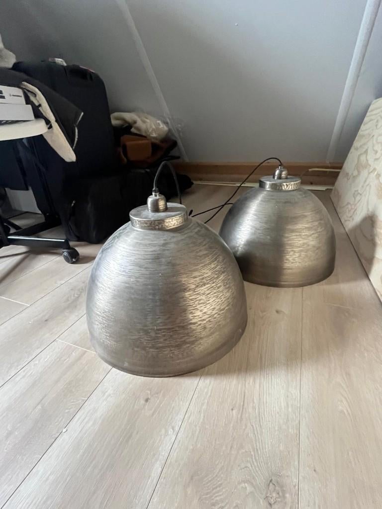 Industriële hanglampen 2 stuks; d=45cm, Ophalen, Zo goed als nieuw, Hanglamp, Metaal