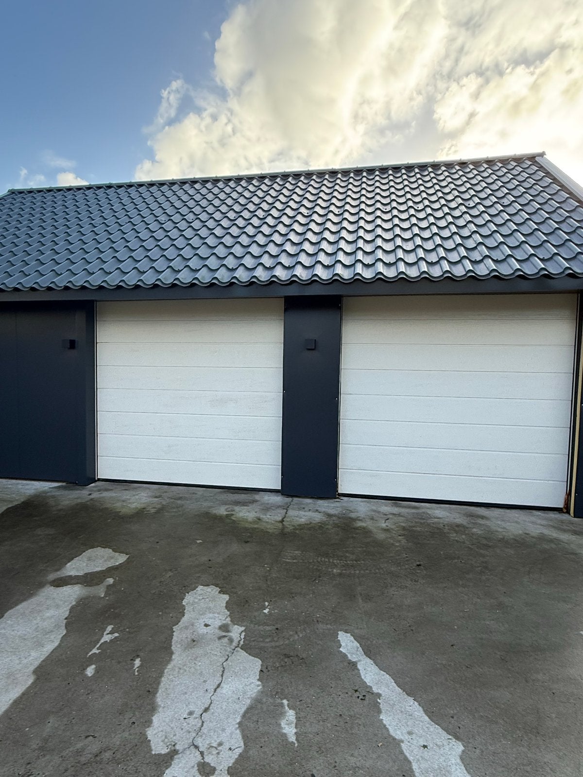 2 stuks Hörmann Garagedeuren B245 x H233 met Promatic, Ophalen, Gebruikt, Garagedeur, Metaal