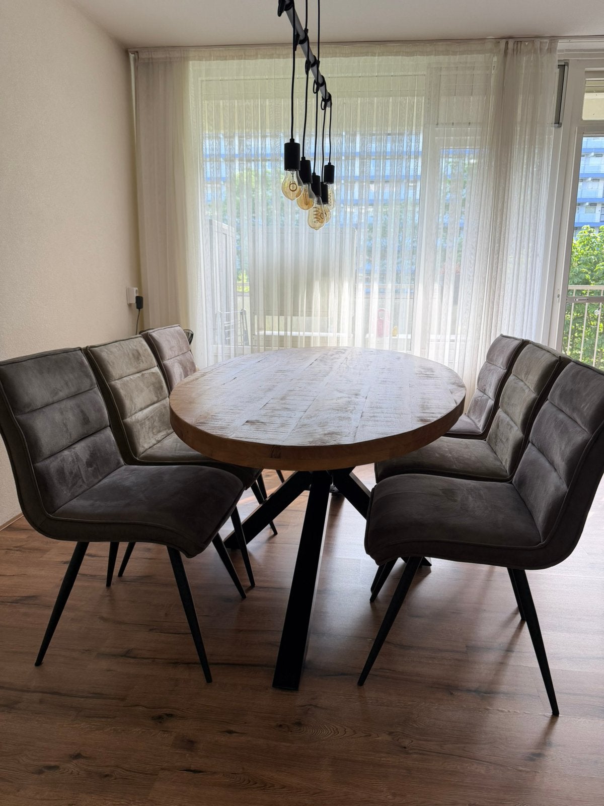 Complete eetkamerset incl. Lamp, Huis en Inrichting, 200 cm of meer, Zo goed als nieuw, Rechthoekig, 50 tot 100 cm