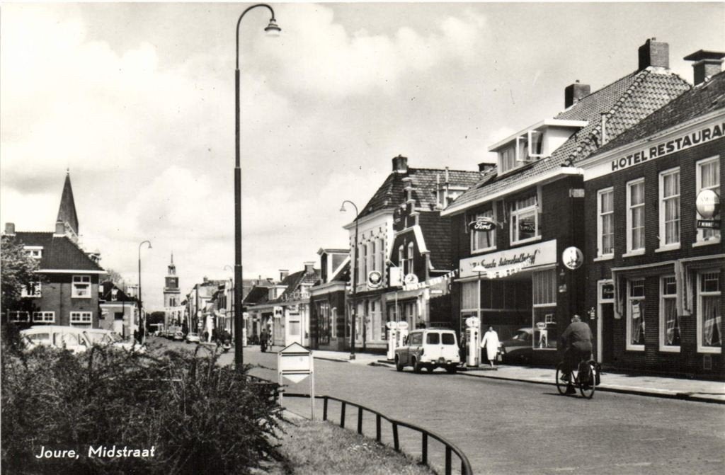Joure, Midstraat - automobielbedrijf - ongelopen, Verzenden, 1960 tot 1980, Ongelopen, Friesland