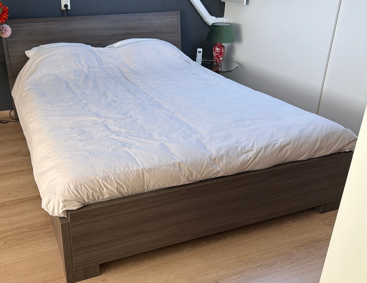 Gratis: extra lang bed 160x220, ligt heerlijk!, Ophalen, Gebruikt, Bruin, Tweepersoons