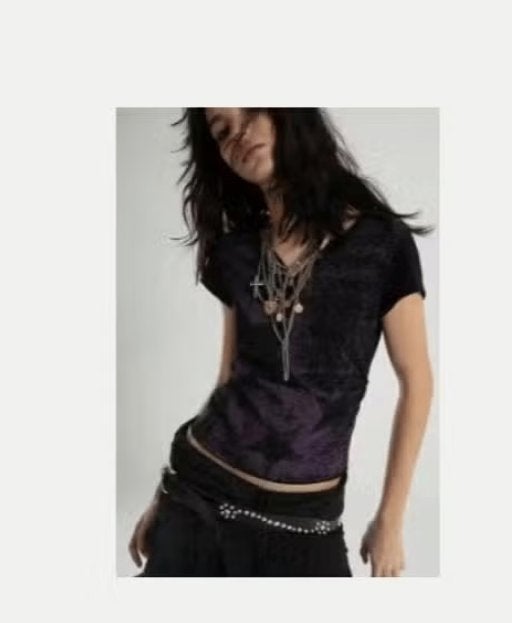 Vintage top Grunge Y2K distressed met korte mouwen, Kleding | Dames, Ophalen of Verzenden, Nieuw, Korte mouw