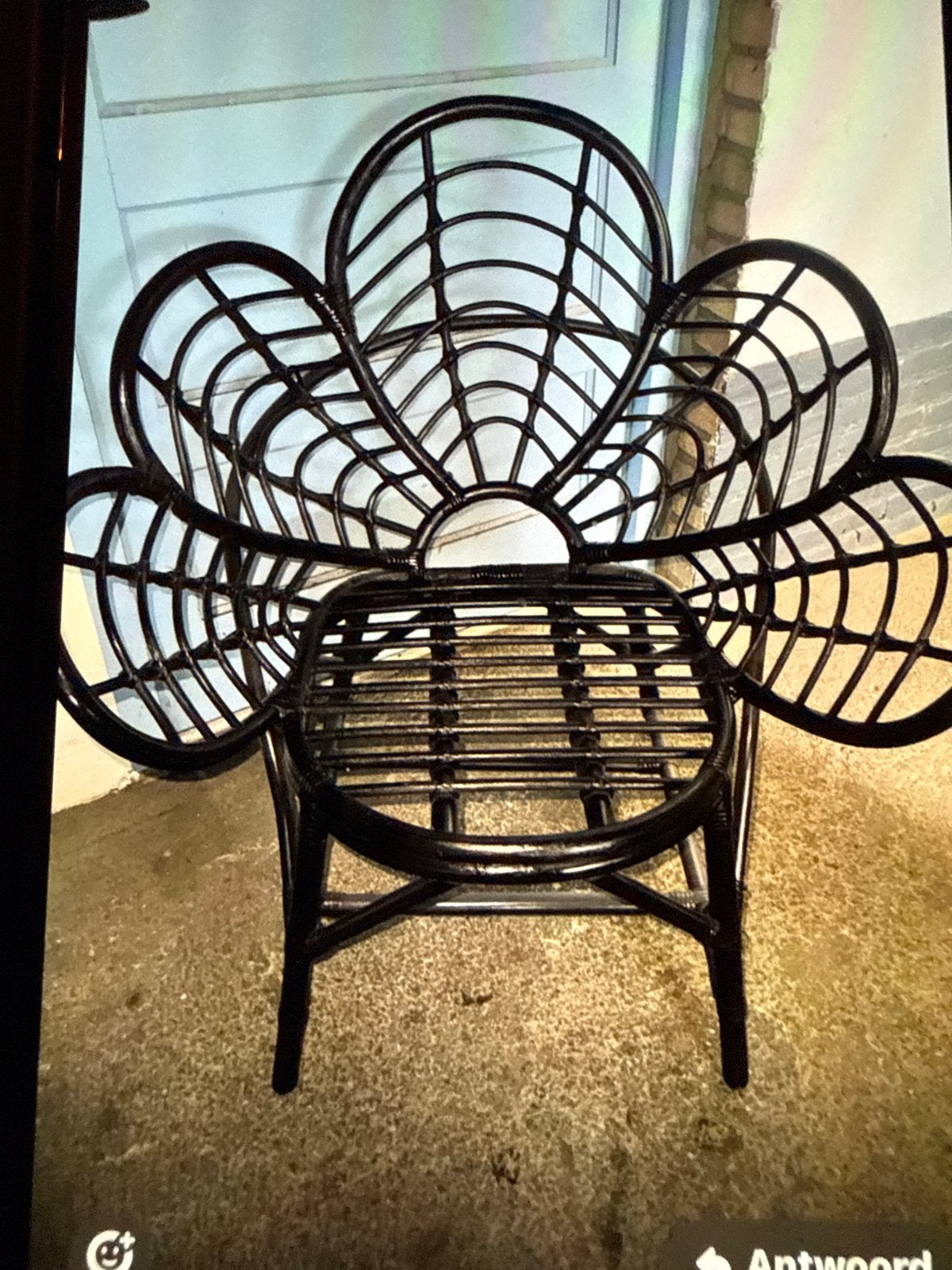 Zwarte Rotan Stoel - Bloem Design, Ophalen, Zwart, Riet of Rotan, Zo goed als nieuw