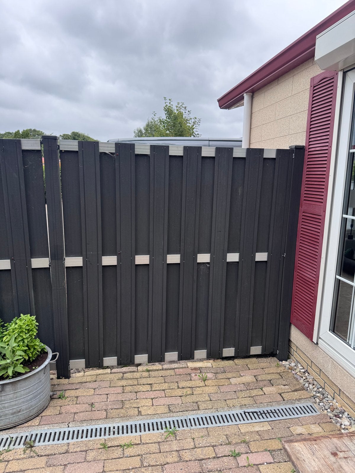 Kunststof Tuinschermen met palen., Tuin en Terras, Ophalen, 6 meter of meer, Hout, 1 tot 2 meter