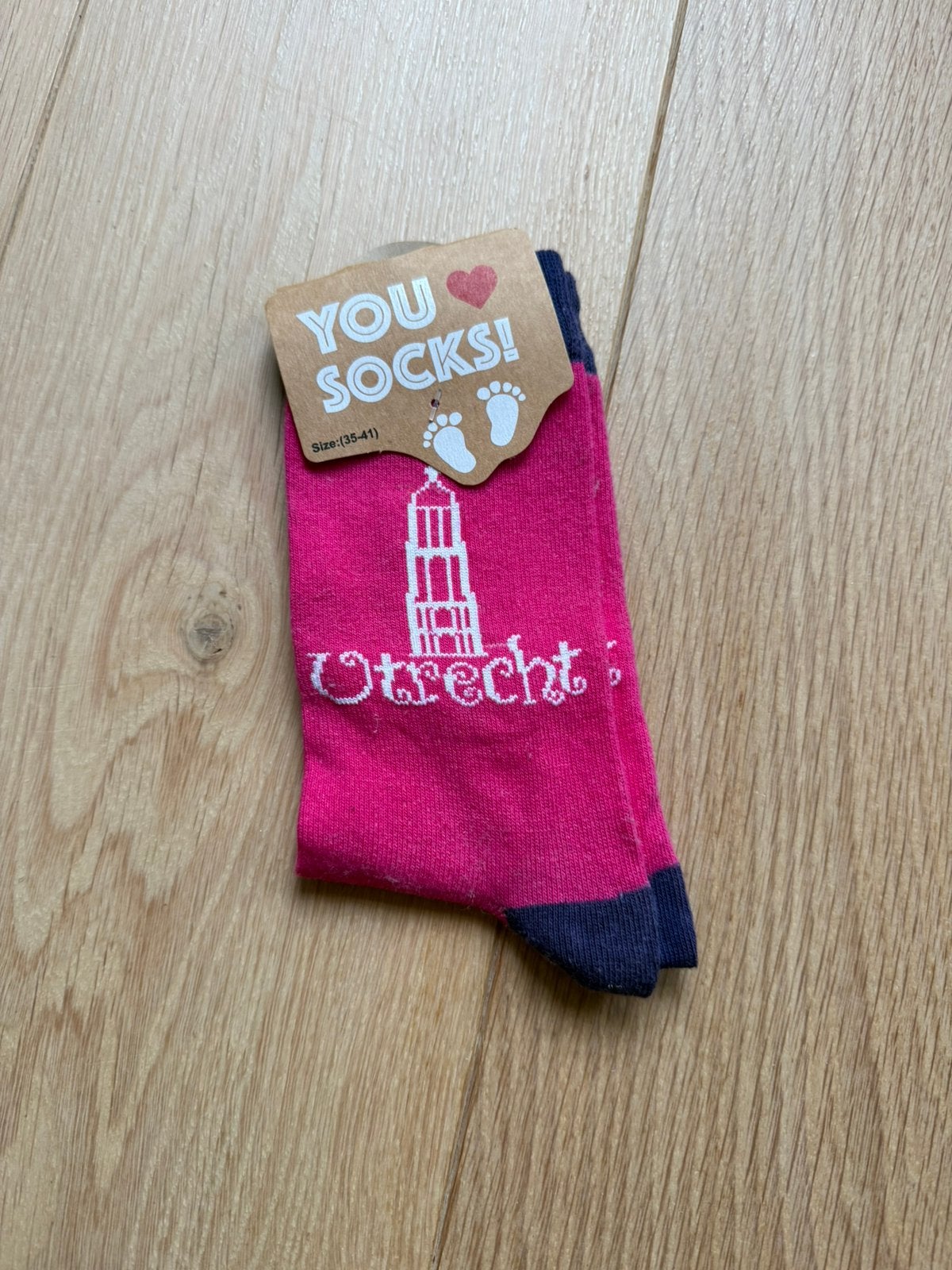 You love Socks Domtoren Utrecht, kleur roze, maat 35-41, Kleding | Dames, Ophalen of Verzenden, Nieuw, Roze, Sokken en Kniesokken