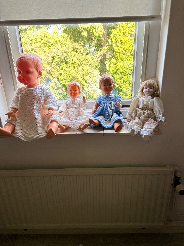 Antieke poppen 4 stuks, Verzamelen, Ophalen of Verzenden, Gebruikt, Pop