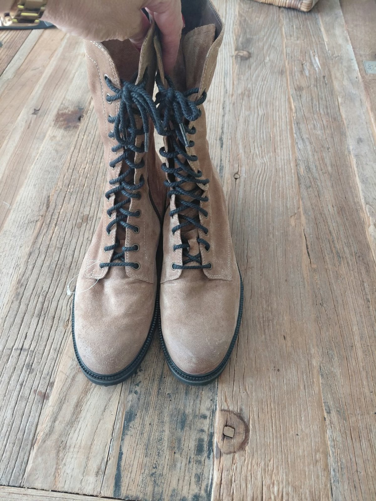 Durea leren laarzen veter maat 7’5 41 als nieuw, Kleding | Dames, Ophalen of Verzenden, Zo goed als nieuw, Zwart, Hoge laarzen