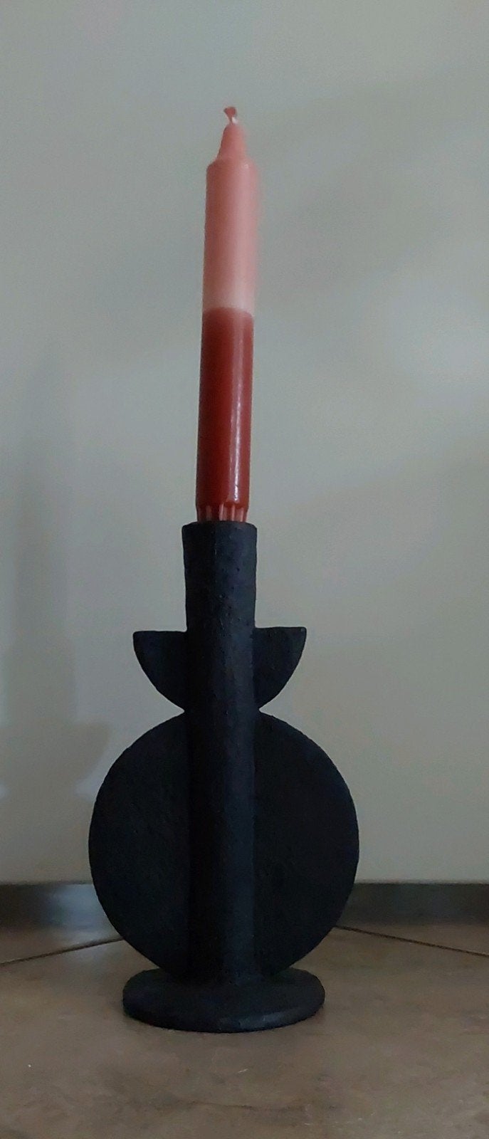 Zwarte kandelaar van Present Time, 21cm hoog, Ophalen of Verzenden, Zo goed als nieuw, Kandelaar