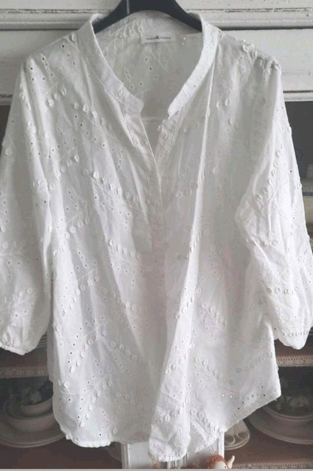 Nieuwe witte broderie blouse van Cassis & Paprika 46, Kleding | Dames, Blouses en Tunieken, Verzenden, Wit, Maat 46/48 (XL) of groter