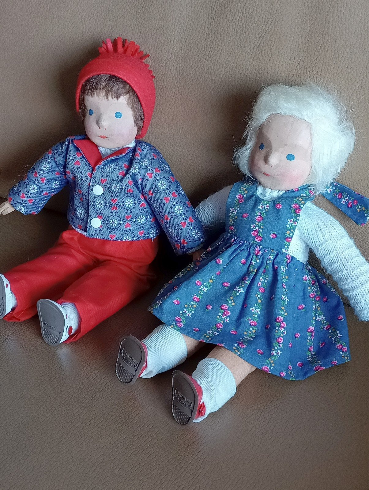 Antieke popjes met houten hooft handen stoffen lijf, Verzamelen, Poppenhuizen en Toebehoren, Ophalen of Verzenden, Gebruikt, Poppenhuis