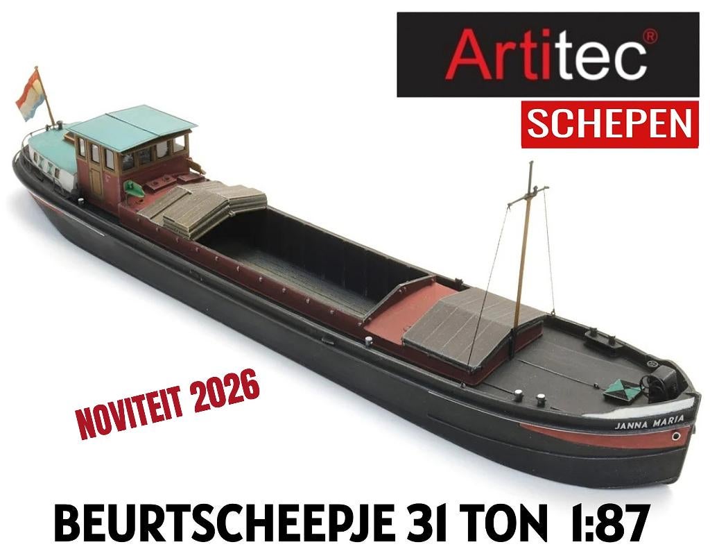 ARTITEC BEURTSCHEEPJE 31 TON WATERLIJNMODEL (BOUW-KIT) 1:87, Hobby en Vrije tijd, Modeltreinen | H0, Overige merken, Verzenden