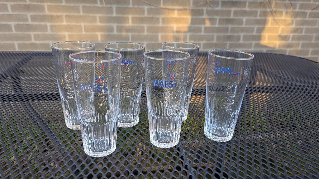 MAES Pils bierglazen 6 stuks, Ophalen of Verzenden, Zo goed als nieuw, Glas of Glazen, Overige merken