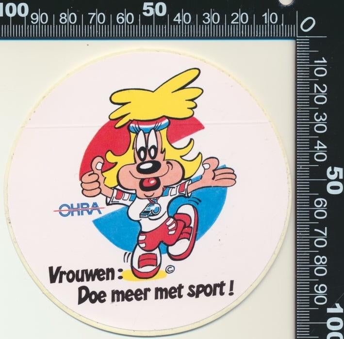 Sticker: Ohra - Vrouwen doe meer met sport, Ophalen of Verzenden, Zo goed als nieuw, Bedrijf of Vereniging