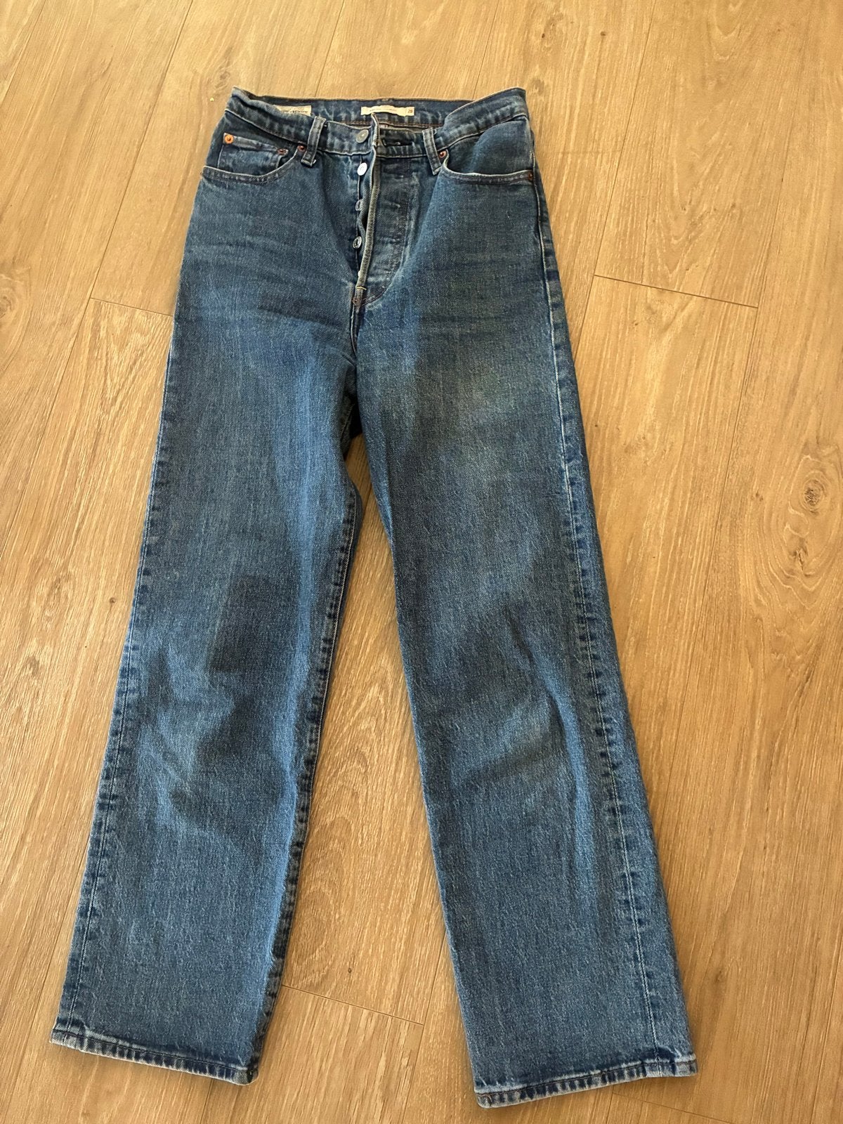 Levi's Ribcage Straight Jeans W28 L29 -, Ophalen of Verzenden, Gedragen, Blauw, W28 - W29 (confectie 36)