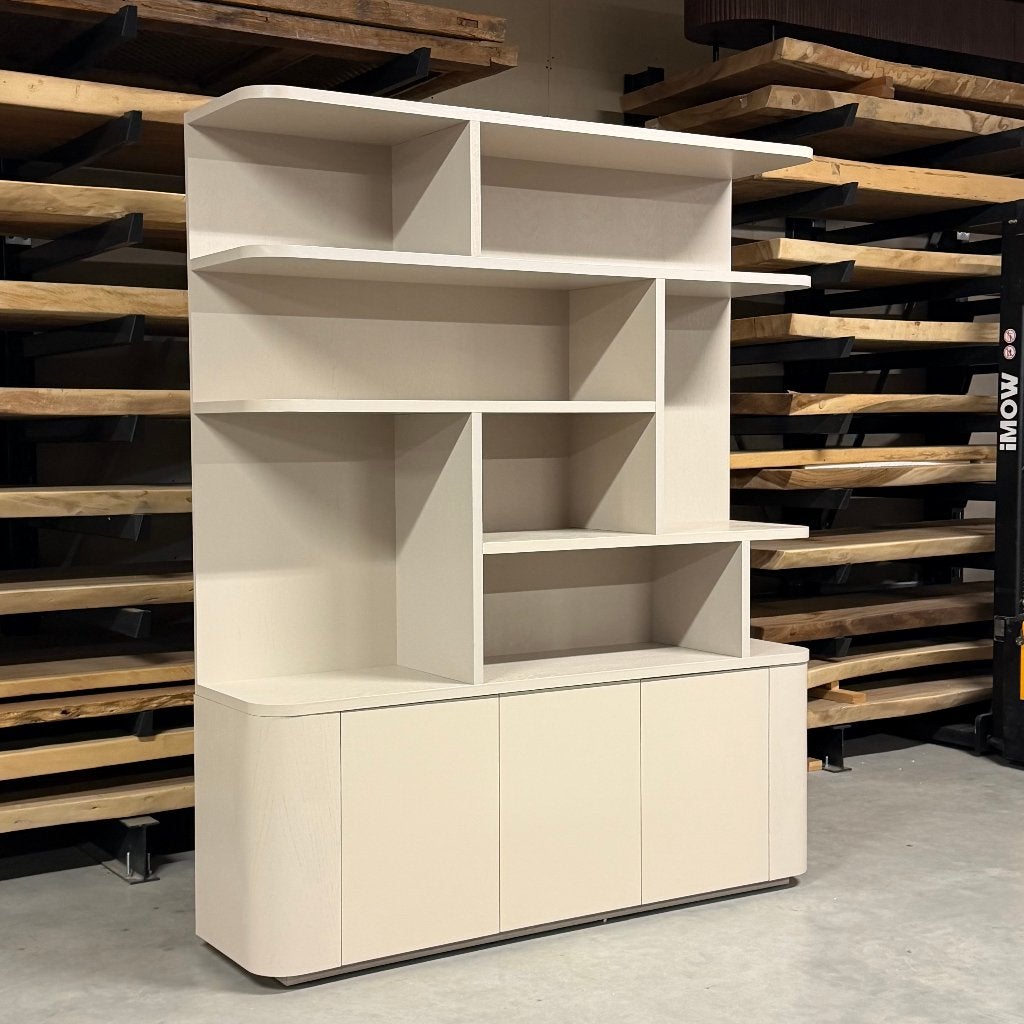 Foto 5 van vakkenkast japandi eiken fineer  taupe 120 en 180cm