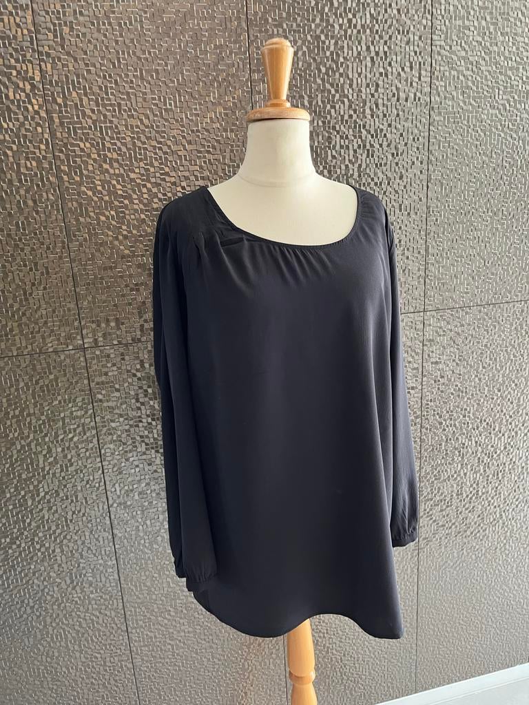 Xandres Zwarte Zijden Blouse B46, Ophalen of Verzenden, Zo goed als nieuw, Maat 42/44 (L), Zwart