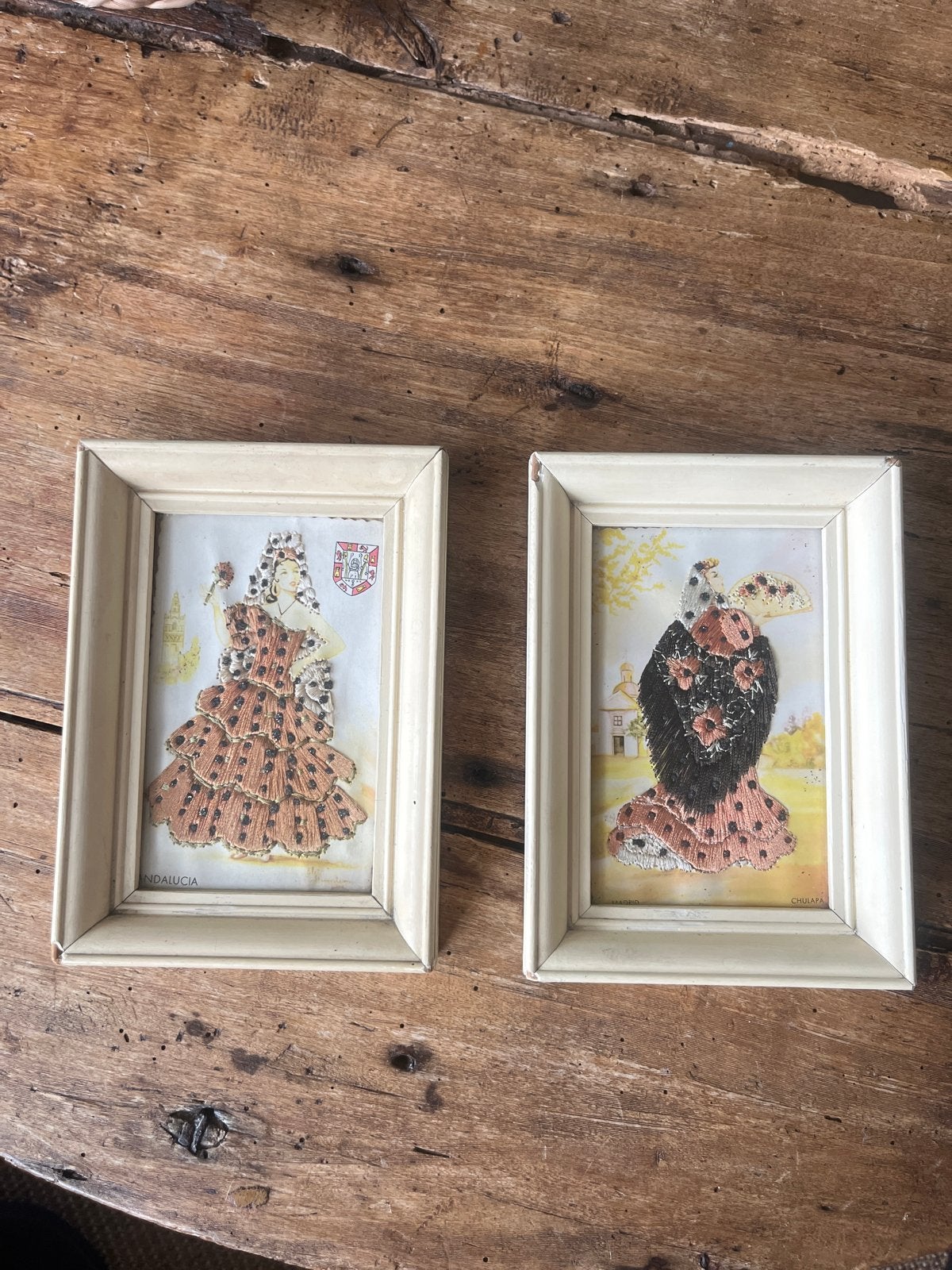 Vintage Spaanse Flamenco Danseressen Borduurwerk Lijst, Ophalen of Verzenden