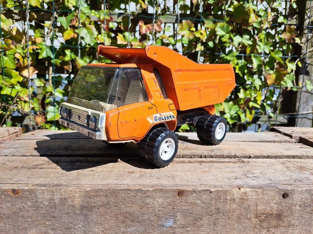 Vintage Joustra Goliath Speelgoed Truck - Oranje Kiepwagen, Antiek en Kunst, Ophalen of Verzenden