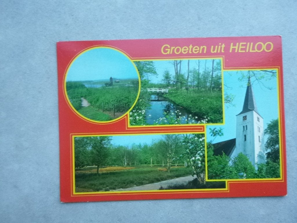 Heiloo, groeten uit/panorama/kerk, Verzenden, 1980 tot heden, Gelopen, Noord-Brabant
