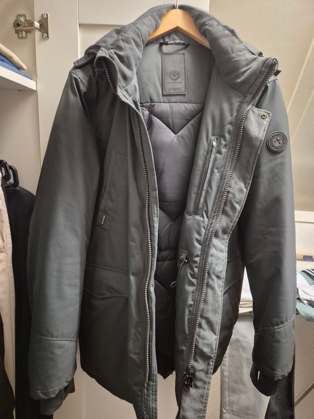 Airforce jas maat S - Donkergrijs winterjack, Ophalen of Verzenden, Zo goed als nieuw, Grijs, Nike Air Force