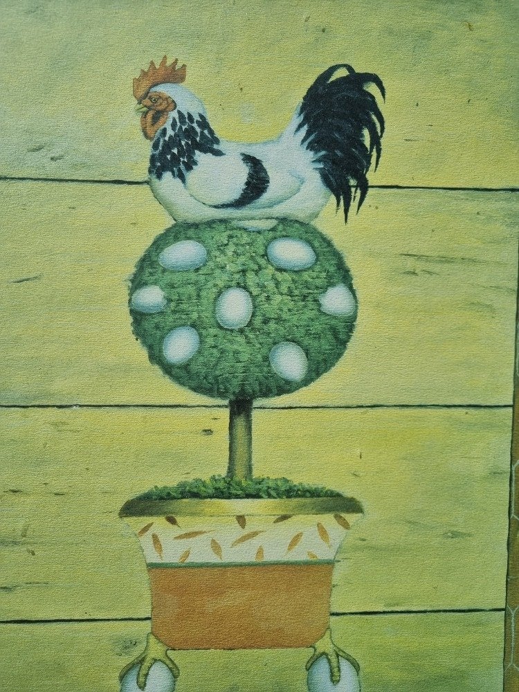schilderij prent haan en eieren j.wiens, Ophalen of Verzenden, 'T Olde Gre-j, Info@toldegrej.nl, Endepoelstraat 20f Didam