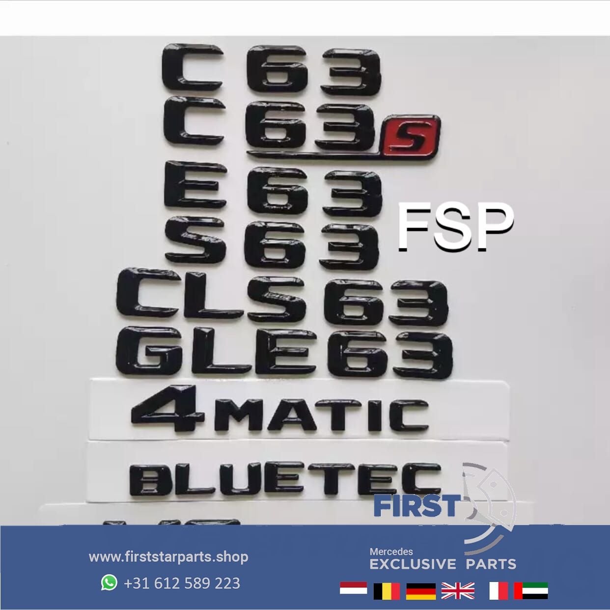 W205 C205 A205 S205 C63S EMBLEEM ZWART LOGO Mercedes C Klass, Gebruikt, -, Ophalen of Verzenden, Achter
