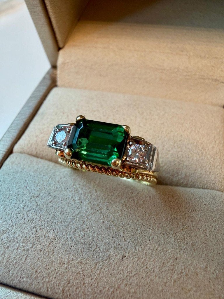 Prachtige ring van 14 karaat goud, diamanten en Toermalijn, Sieraden, Tassen en Uiterlijk, Ringen, Nieuw, Ophalen of Verzenden