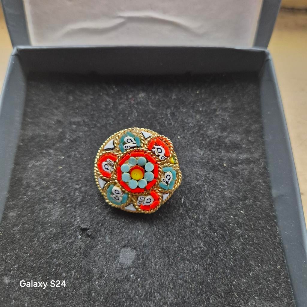 Vintage Millefiori Broche - Gemerkt Italy, Overige materialen, Gebruikt, Overige kleuren, Verzenden