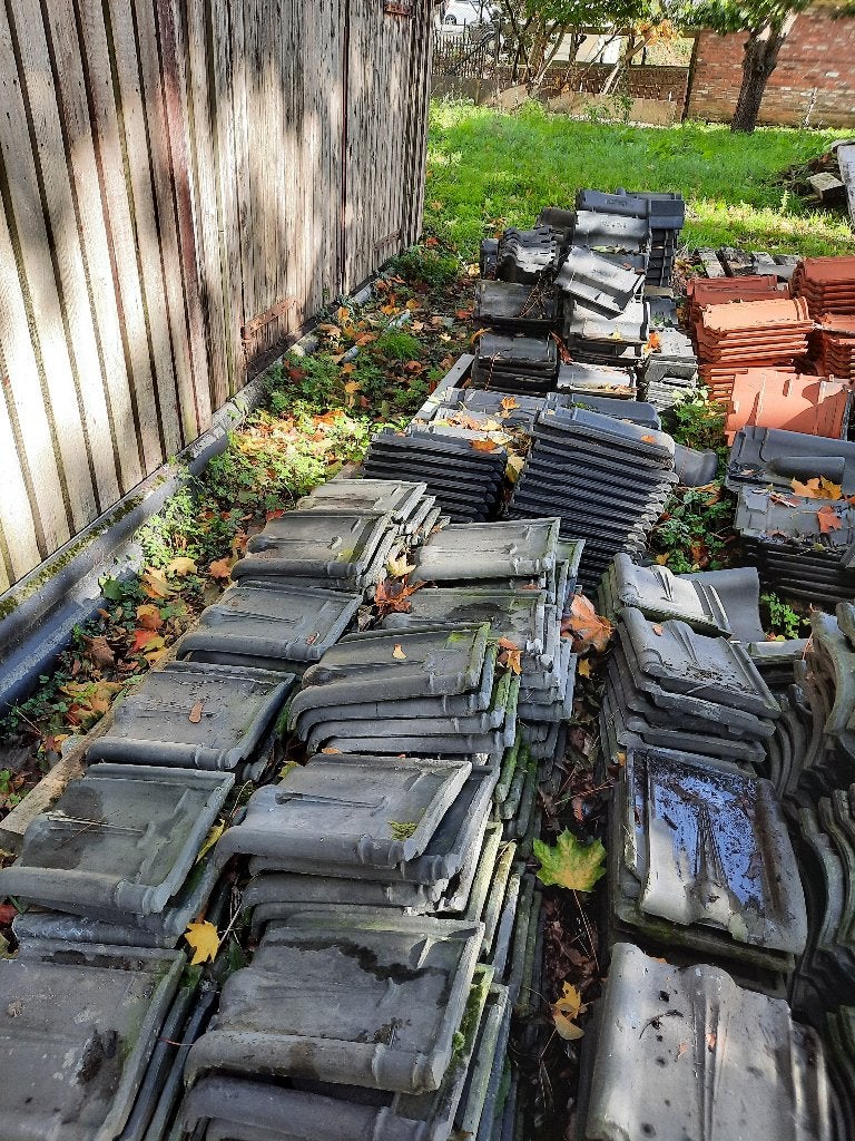 230 stuks dakpannen Kruispannen, Ophalen, Gebruikt, Steen of Klei, 15 m² of meer