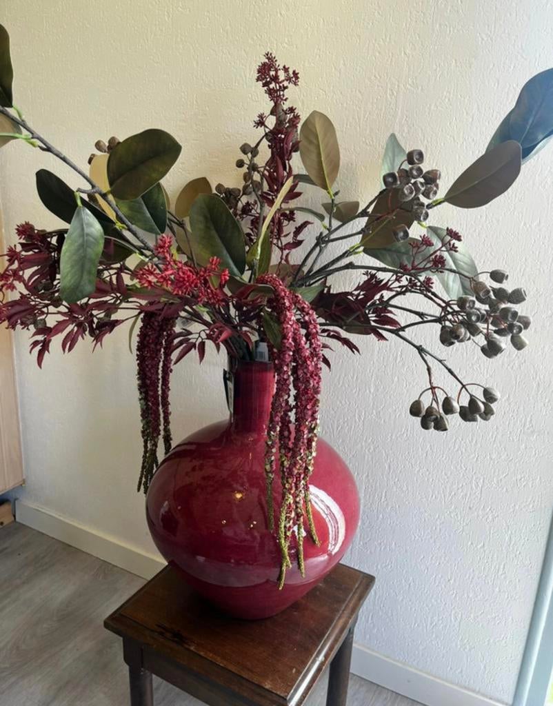 kunstbloemen boeket bordeaux nieuw, Ophalen of Verzenden, Zo goed als nieuw