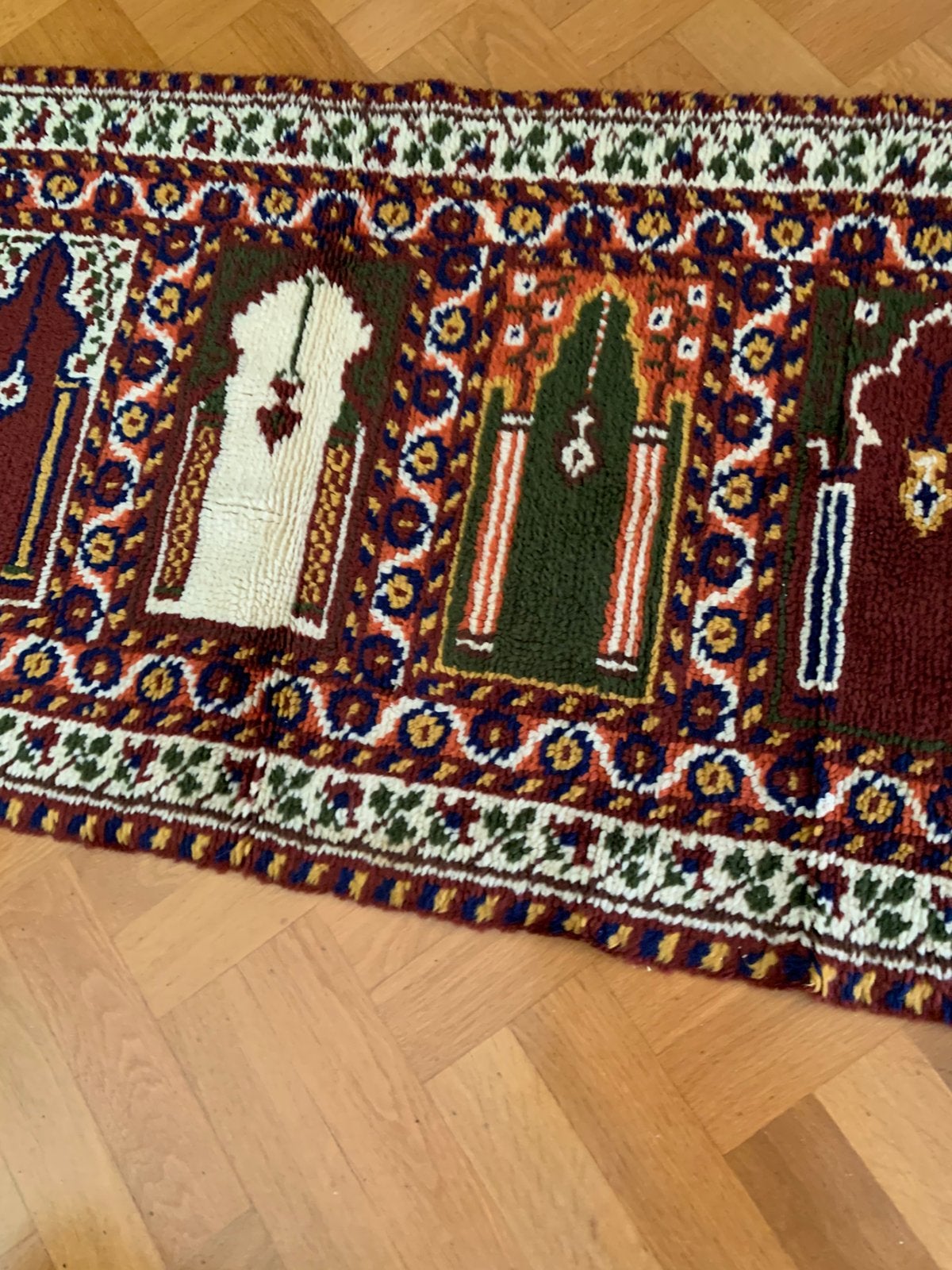 Prachtig dik geknoopt kleed zuiver wol lengte 1.70 br. 68, Ophalen of Verzenden