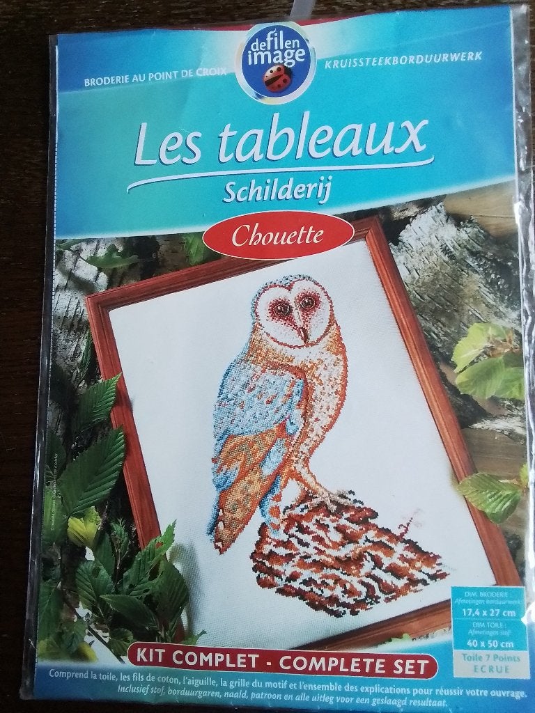 Borduurpakket les tableaux, uil, Hobby en Vrije tijd, Borduren en Borduurmachines, Ophalen of Verzenden, Zo goed als nieuw, Handborduren