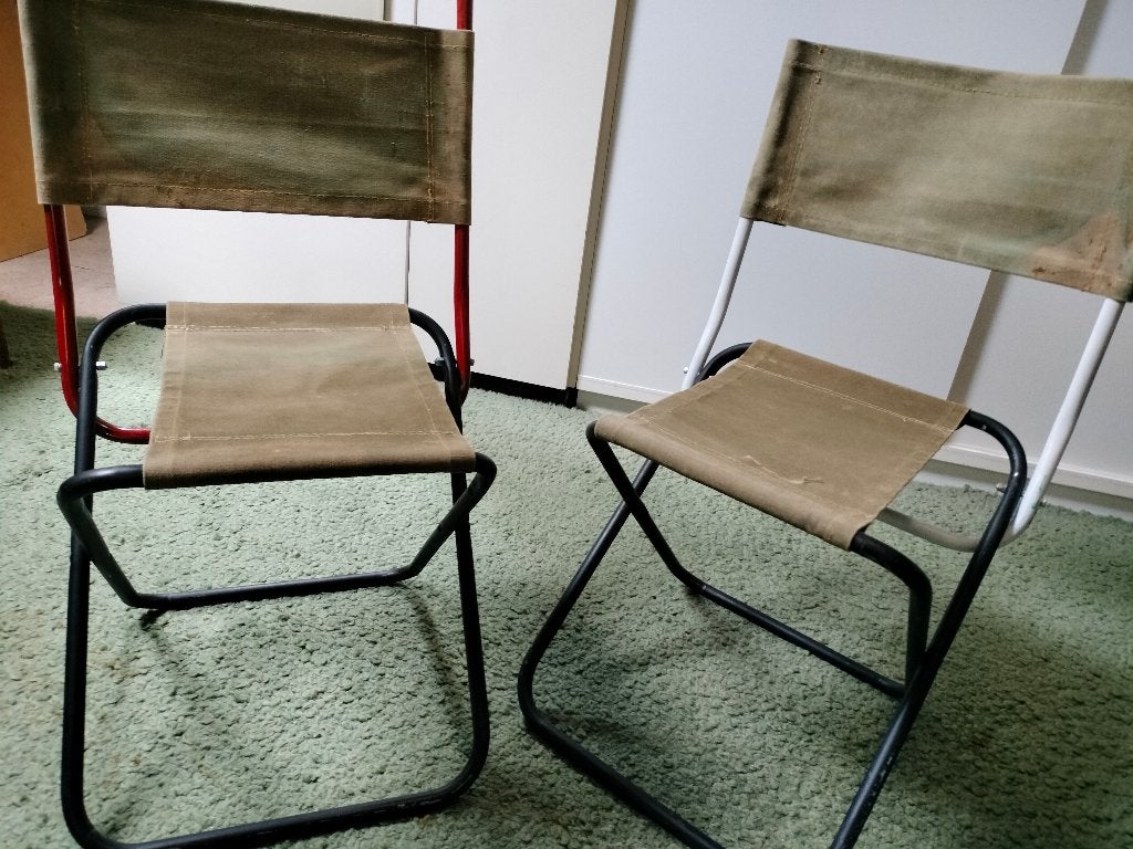 twee visstoeltjes, Ophalen, Gebruikt, Campingstoel