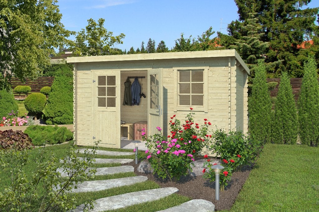 Blokhut Amira 380x275 Onbehandeld vuren, Verzenden, Nieuw